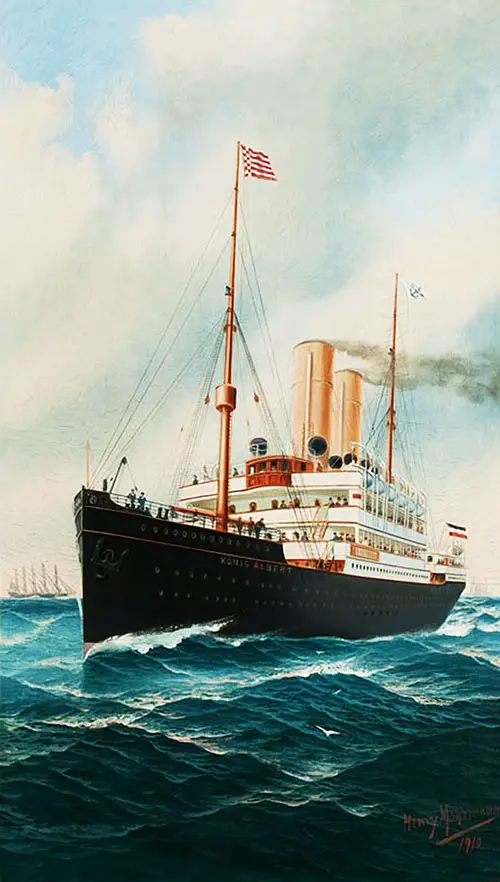 SS König Albert of the Norddeutscher Lloyd, 1910. Paiting by John-Henry Mohrmann.