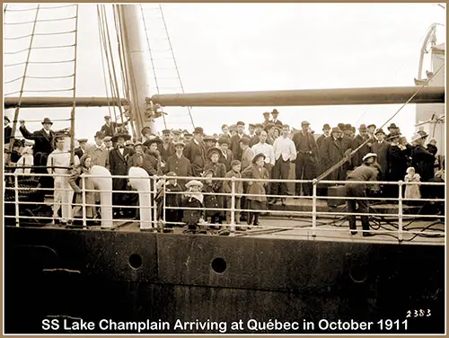 The Steamer SS Lake Champlain Arriving at the Port of Québec in October 1911.