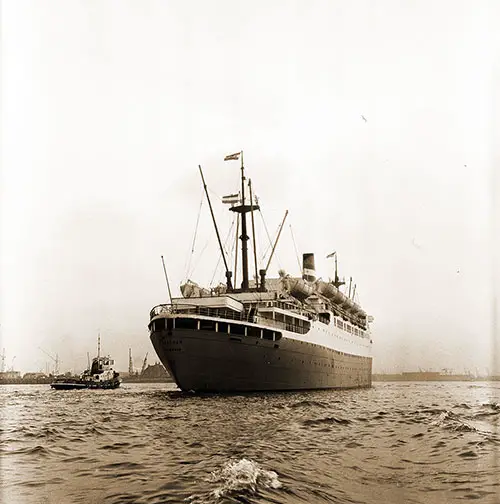 SS Maasdam (1952) of the Holland-America Line Shown Near Rotterdam Harbor.