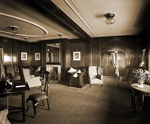 Cabin Class Drawing Room on the SS Metagama, Upper Promenade on B Deck.