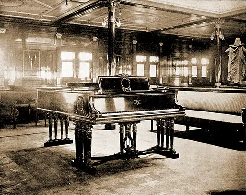 1905 Photograph of Steinway Grand Piano in the Style of Louis XVI in the First Class Music Hall on Board the SS Nieuw Amsterdam.