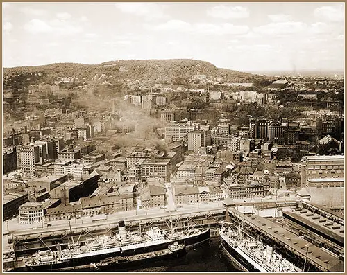 Two Ocean Liners Docked in this View of the Port of Montréal, 1925.