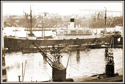 The SS Westphalia of the Hamburg-American Line (1923) at the Port of Bremen circa 1934.