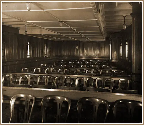 Third Class General Activity Room on the RMS Mauretania.
