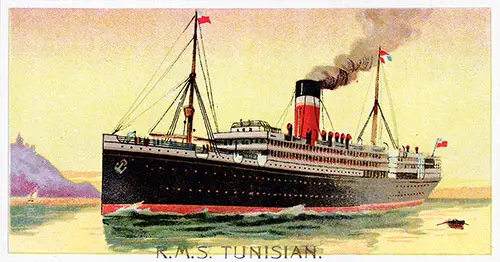 The RMS Tunisian (1900) of the Allan Line Royal Mail Steamers.