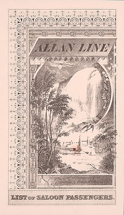 Passenger Manifest, Allan Royal Mail Line Steamer Parisian, 1891 Voyage