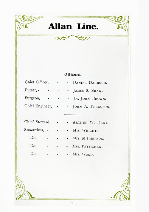 Senior Officers and Staff, RMS Parisian, Voyage of 6 April 1912.