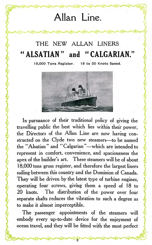 The New Allan Liners "Alsatian" and Calgarian." Part 1 of 2.
