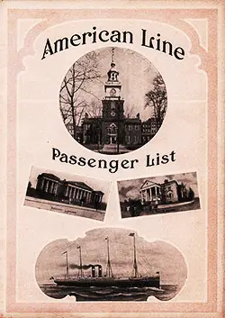 Front Cover of a Cabin Passenger List from the SS Friesland of the American Line, Departing 6 July 1907 from Philadelphia to Liverpool.