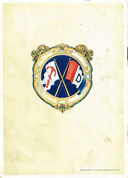 Back Cover, Anchor-Donaldson Line SS Cassandra Second Cabin Passenger List, 28 March 1923.