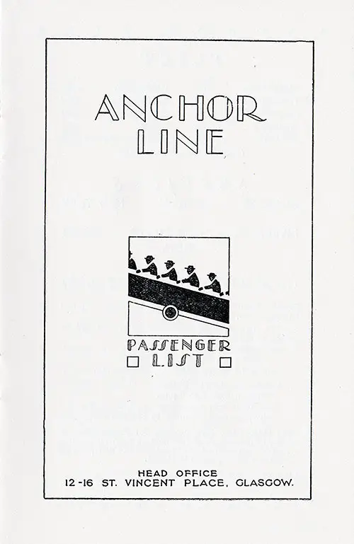 Title Page, TSS Caledonia Cabin and Tourist Passenger List, 18 September 1936.