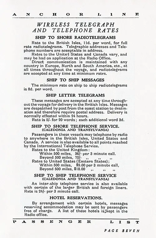 Wireless Telegraph and Telephone Rates (1936).