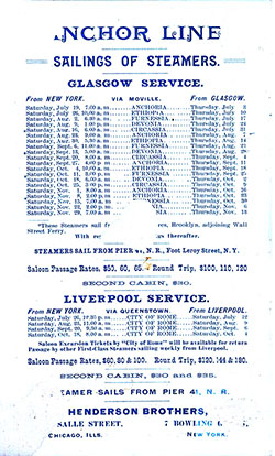 GGA Image ID # 15b7db940b Sailing Schedule, Glasgow-Moville-New York Service, 19 July 1890 to 29 November 1890.