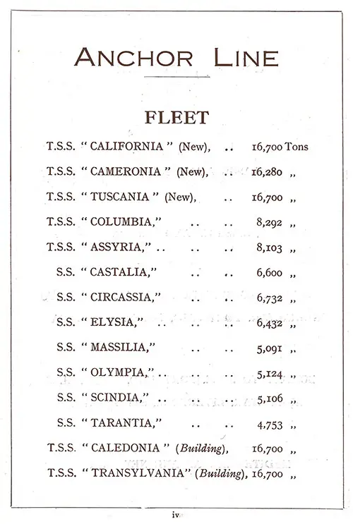 Anchor Steamship Line Fleet, 1924.