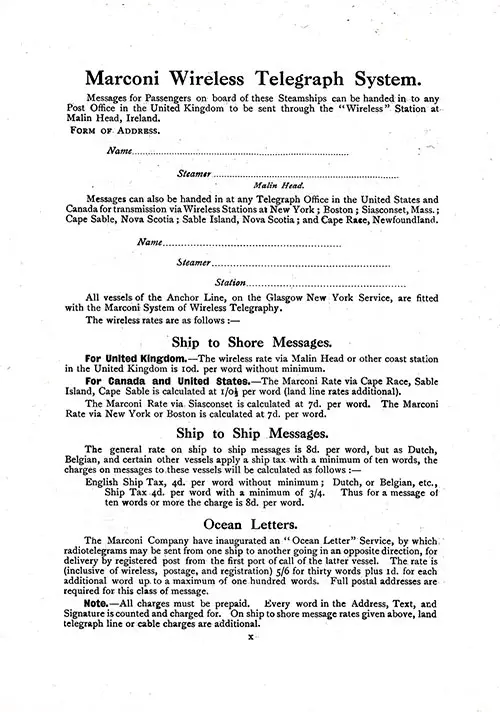 Marconi Wireless Telegraph System Including Ocean Letters, 1924.