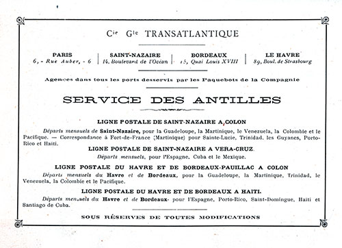 Service to the Antilles, 1922.