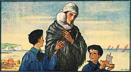 The Society for Aid to Families of French Shipwrecked Mariners. A Mother Holding an Infant With Two More Children Beside Her.