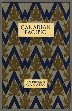 Front Cover, SS Empress of Canada First and Second Class Passenger List of the Canadian Pacific Line (CPR-CPOS), Departing Thursday, 12 June 1930 from Vancouver and Victoria to Manila.