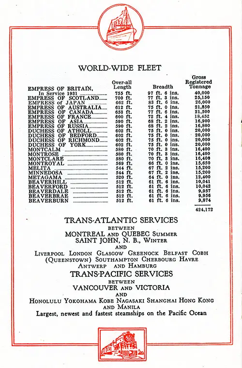 Canadian Pacific Line Global Fleet and Worldwide Services.