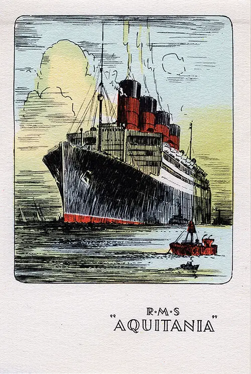 Aquitania Color Sketch, RMS Aquitania Cabin Class Passenger List, 28 July 1937.