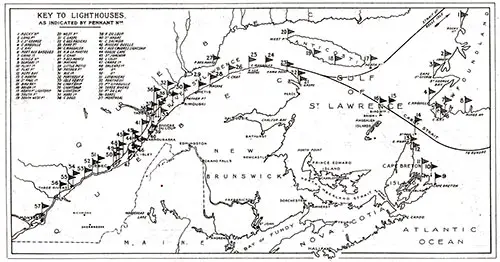 Map to Canadian Lighthouses.