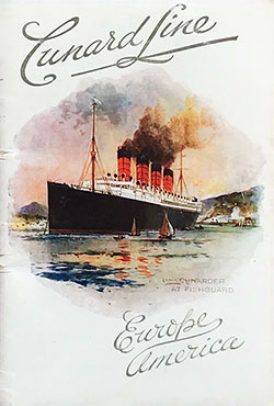 Front Cover of a Saloon Passenger List from the SS Carmania of the Cunard Line, Departing 22 April 1911 from New York to Liverpool.