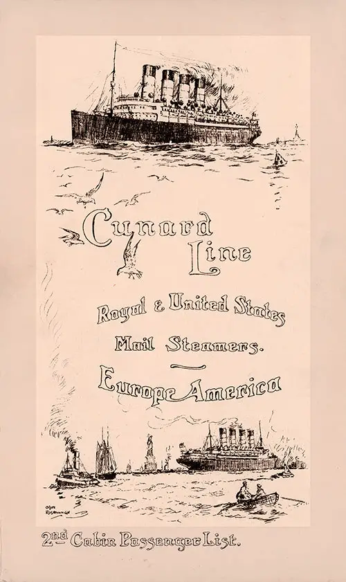 Front Cover, RMS Carmania Passenger List 23 November 1912