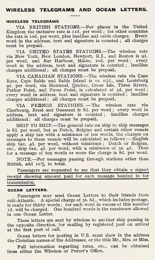 Wireless Telegrams and Ocean Letters, 1924.
