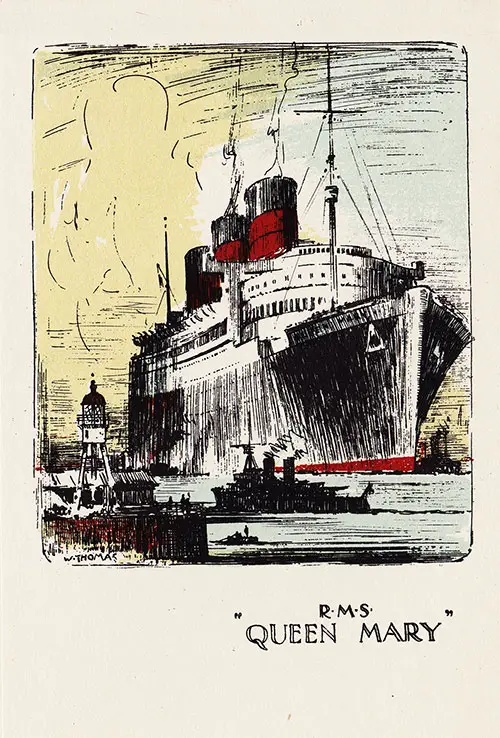 Painting of the RMS Queen Mary by T. Thomas.