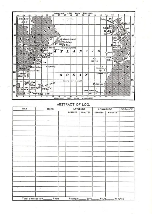 Track Chart and Abstract of Log (Unused), SS Nieuw Amsterdam Passenger List, 17 September 1910.