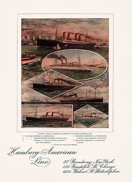 Front Cover of a Cabin Passenger List for the SS Pennsylvania of the Hamburg America Line, Departing 22 April 1902 from New York to Hamburg via Plymouth and Cherbourg