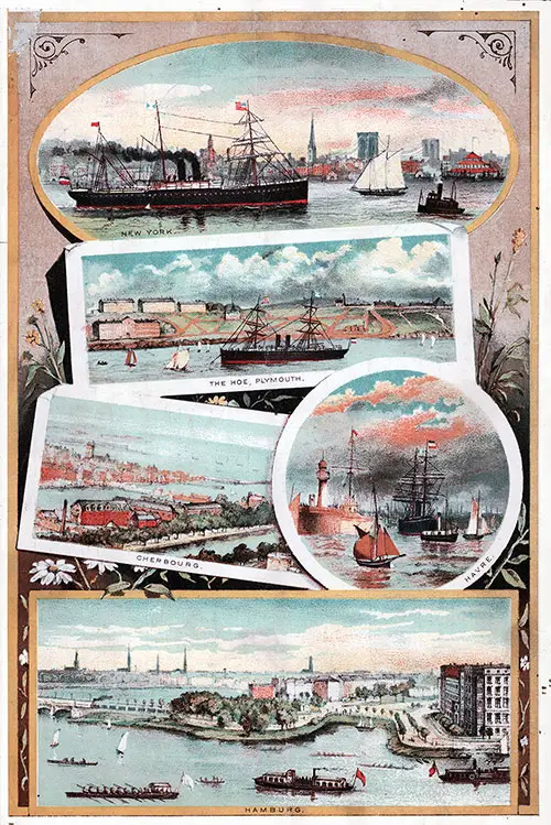 Back Cover, Hamburg-American Line SS Westphalia Saloon Passenger List - 31 May 1885.
