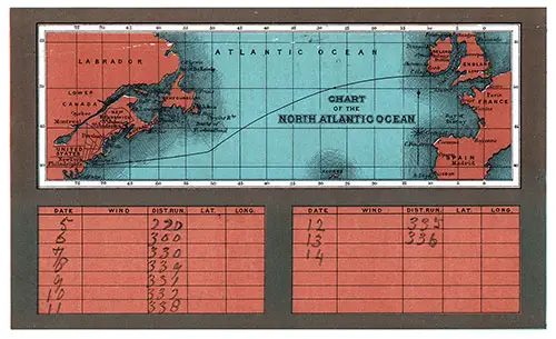 Track Chart and Memorandum of Log on the Back Cover, SS City of Chicago Saloon Class Passenger List, 4 June 1887.