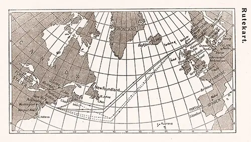 Route Map, SS Stavangerfjord Passenger List, 11 September 1937.