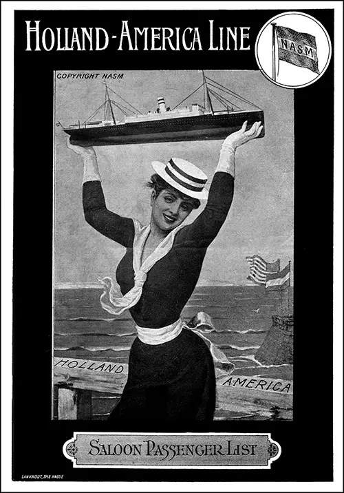 Front Cover of a Saloon Passenger List from 1899 of the Holland-America Line (NASM).