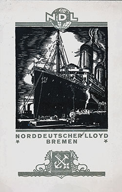 Front Cover of a Cabin Passenger List for the SS Bremen of the North German Lloyd, Departing Saturday, 21 July 1923 from Bremen to New York