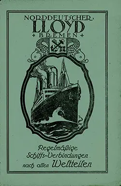 Front Cover of a Third Class Passenger List for the SS Columbus of the North German Lloyd, Departing Thursday, 8 April 1926 from Bremen to New York via Southampton and Cherbourg