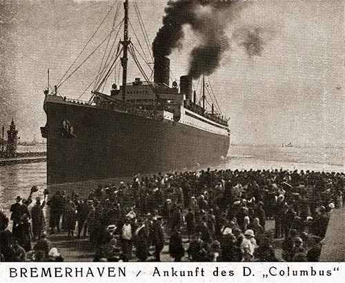 Arrival of the SS Columbus in Bremerhaven, ca 1926.