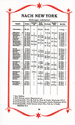 GGA Image ID # 1e609f3c10 Sailing Schedule, Bremen-New York via Boulogne-sur-Mer, Southampton, Cherbourg, and Queenstown (Cobh), from 28 July 1928 to 30 December 1928.