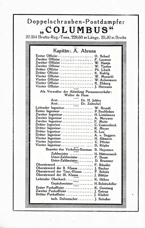 Sample Listing of Senior Officers and Staff Members.