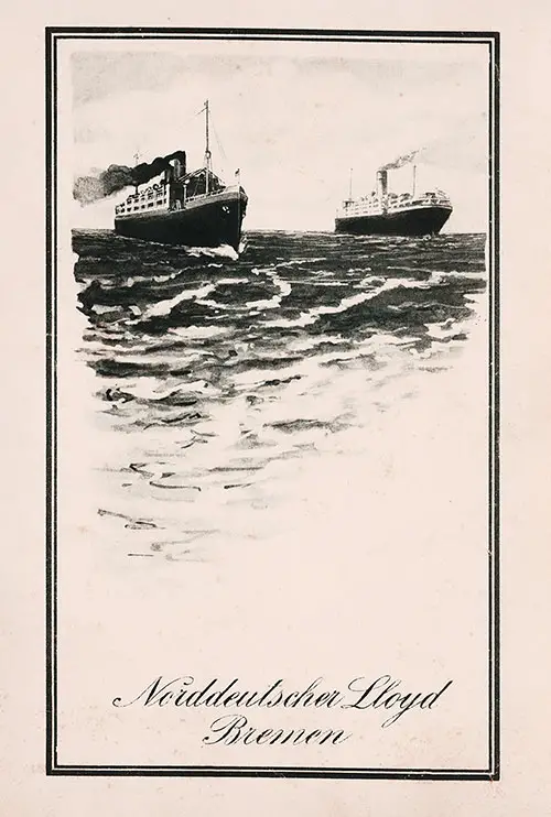Front Cover, Cabin Passenger List for the SS Grosser Kurfürst of the North German Lloyd, Departing Saturday, 8 November 1913 from Bremen to New York.