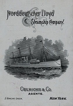 Front Cover of a Cabin Passenger List from the SS Kaiser Wilhelm II of the North German Lloyd, Departing 28 January 1893 from New York to Genoa.