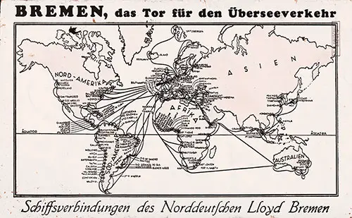 Global Route Map of the Norddeutscher Lloyd, 1927. SS Stuttgart Passenger List, 28 August 1927.