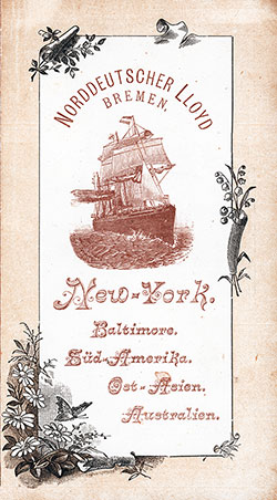 Front Cover, North German Lloyd SS Werra Cabin Class Passenger List - 14 December 1894.