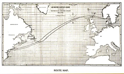 Route Map, SS Hellig Olav Cabin Passenger List. 29 March 1923.