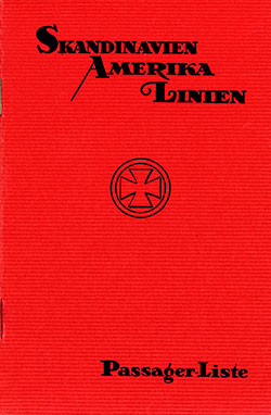 Front Cover of a Cabin Passenger List from the SS Hellig Olav of the Scandinavian-American Line, Departing 31 May 1923 from Copenhagen to New York