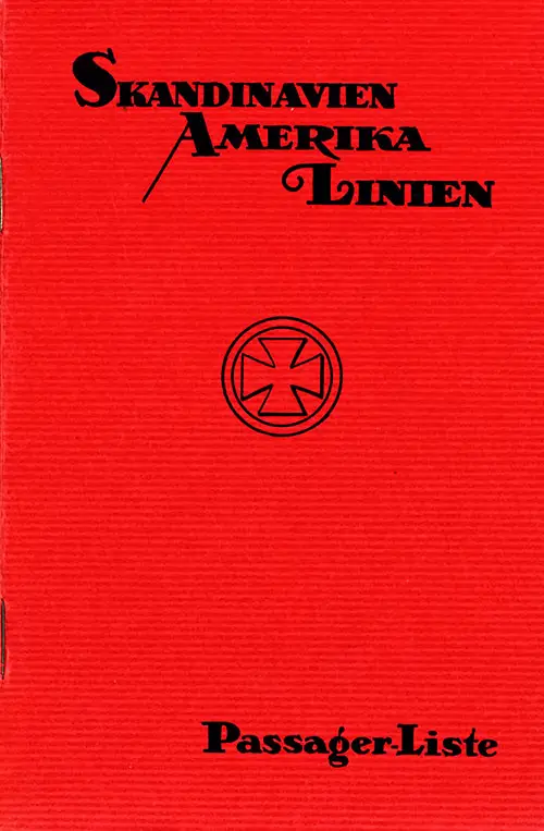 Front Cover of a Cabin Passenger List from the SS Hellig Olav of the Scandinavian-American Line, Departing 31 May 1923 from Copenhagen to New York