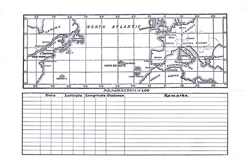 Back Cover Includes Track Chart and Memorandum of Log, SS Celtic First Class Passenger List, 19 January 1907.