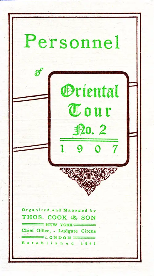 Front Cover, Personnel of Oriental Tour No. 2 1907.