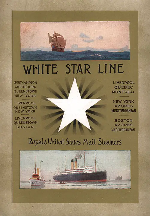 Front Cover, White Star Line RMS Cymric First Class Passenger List - 26 July 1910.